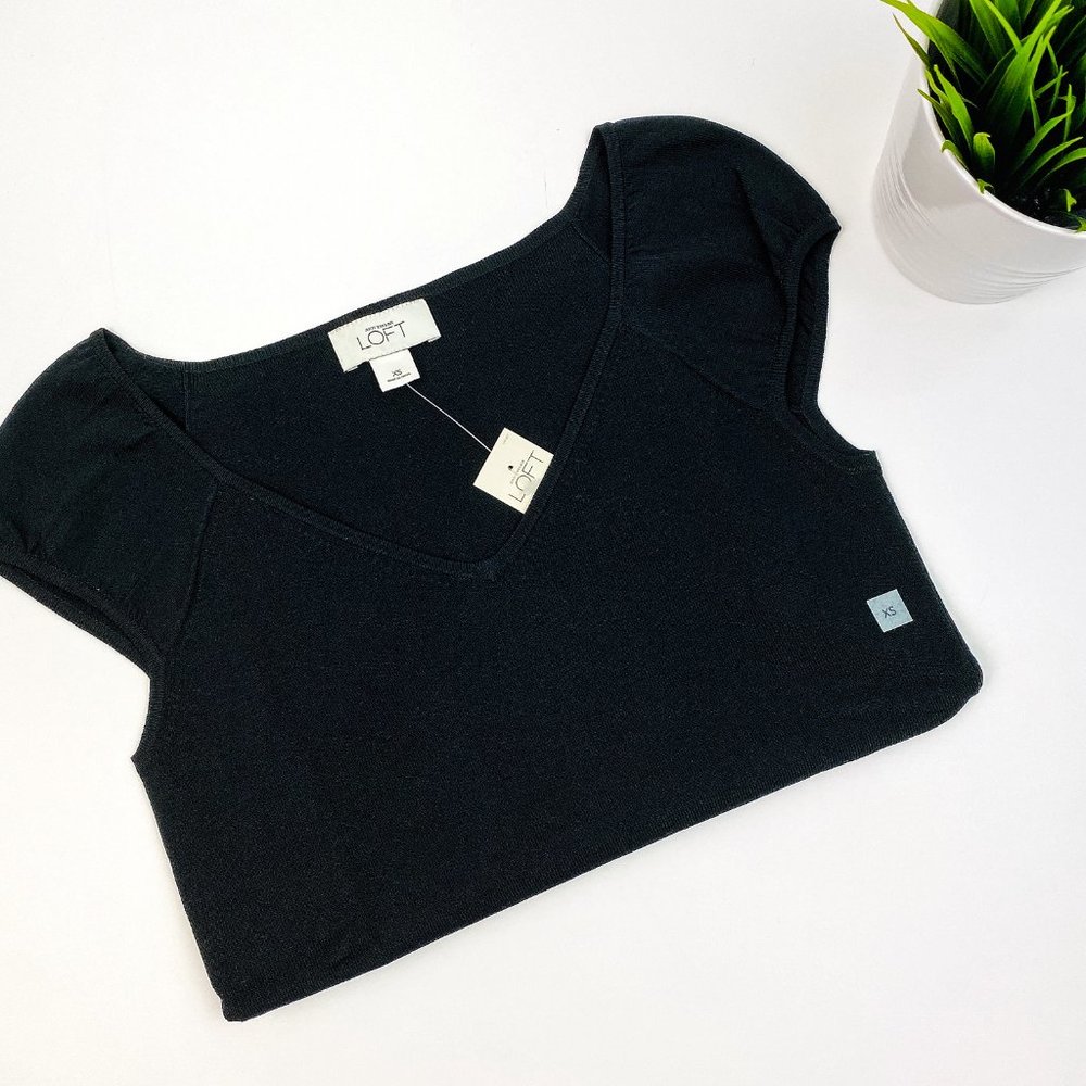 LOFT black v-neck blouse top NEW
